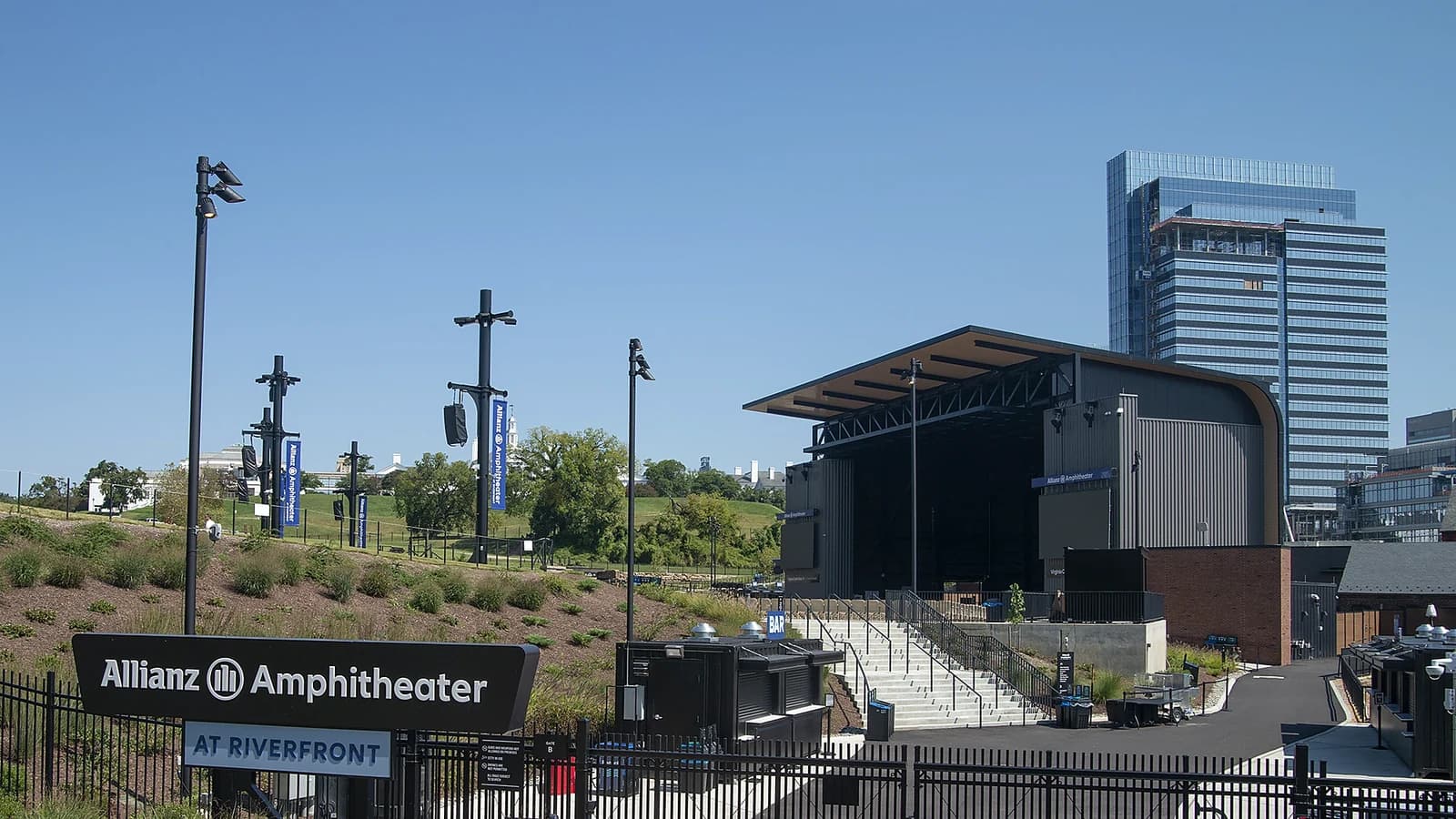 Allianz Amphitheater at Riverfront in Richmond after exterior painting work